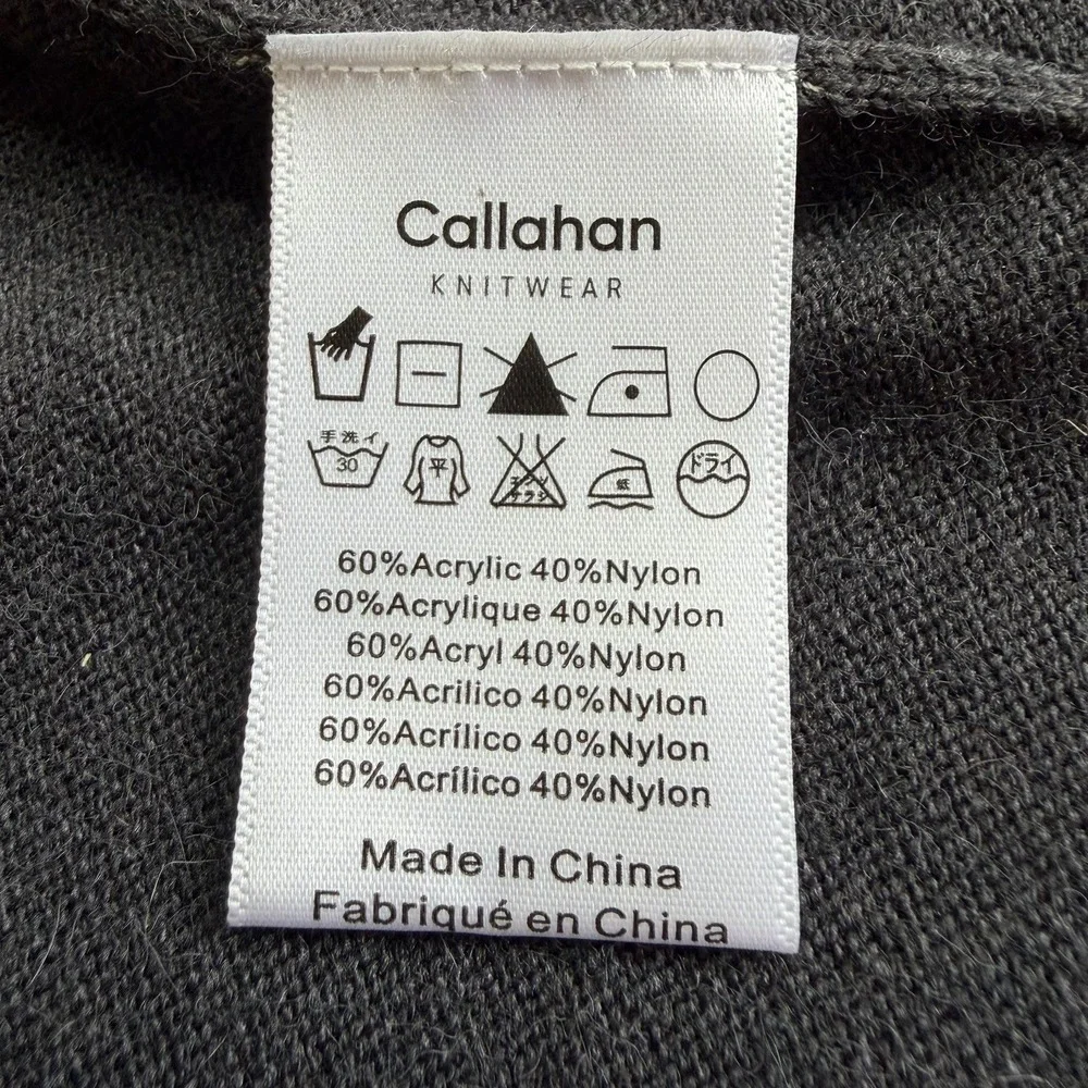 Callahan‎ Knitwear Knit Pull on Midi Skirt Small Petite Charcoal Gray Side Split